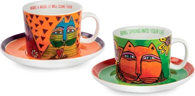 Produktbild von GILDE Cappuccinotasse, "Fantastic Felines", Porzellan, mehrfarbig, , 2er Set, B. 12,5 cm, H. 7,5 cm, D. 9,5 cm 81376