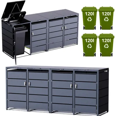 Obrázok produktu pre PPbin | Box na popolnice 4x120L Antracit Odolný Pevný