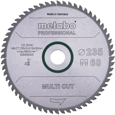 Produktbild von Metabo Kreissägeblatt Multi Cut Material 235x30 mm 60Z / TZ15° Handkreissägen