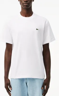Image de Lacoste - T-shirt en coton doux à la coupe décontractée Couleur Blanc