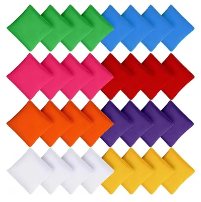 32 bunte Wurfsäckchen für Cornhole, 8 Farben, 7x7 cm