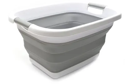 Faltbare Wäschebox 25 L, zusammenklappbar, grau, 49x38x25,4 cm