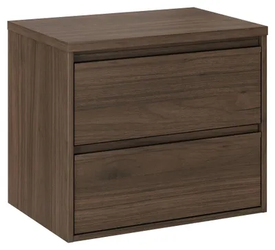 Produktbild von Badezimmer Waschtischschrank mit 60 cm Breite in Walnuss, 2 Schubladen - VERZUOLO-56-WALNUT