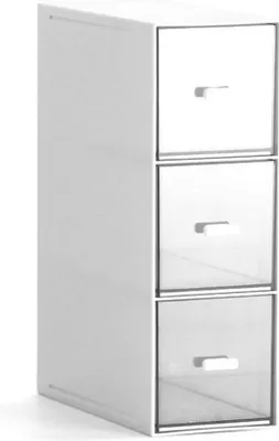 Immagine prodotto di Organizer per il trucco bianchi e impilabili con 3 scomparti, per mascara, gioielli, smalti, rossetti e altro ancora