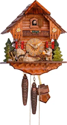 Produktbild von Cuco Clock Kuckucksuhr Schwarzwalduhr "Biertrinker mit Hund" 17 x 23 x 26cm Wanduhr aus Holz, 1 - Tage Werk, manuelle Nachtabschaltung