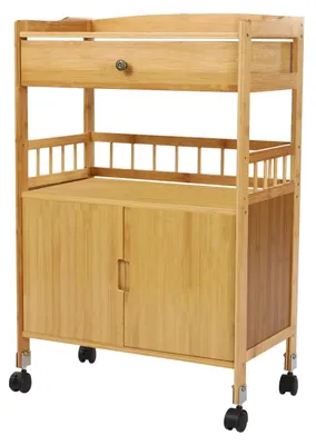 Image de Armoire de rangement mobile - Chariot à tiroirs - Structure en bois - Monté sur roulettes - Pour cuisine, salon, chambre, bureau, salle de réception
