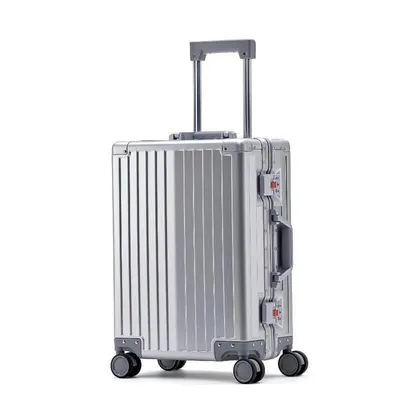 Produktbild von Aluminium Reisekoffer Silber 77 cm groß Rollen Trolley Hartschalen-Koffer bei Bowatex