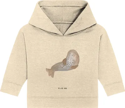 Produktbild von Mr. & Mrs. Panda Organic Baby Hoodie Robbe Lachen 12. - 18. Monat - Natural Raw - Geschenk, Robben, Nordsee, Lustige Sprüche, Seehund, Strand, Kapuzenshirt, Ostsee