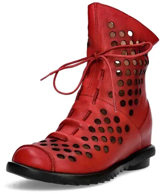 Produktbild von Laura Vita Damen Stiefelette aus Leder mit Lochmuster Cyrielle 11, Größe:40 EU, Farbe:Rot