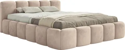 Produktbild von Selsey Cloudy Low - Polsterbett 180x200 cm, wasserabweisender Samt, Beige