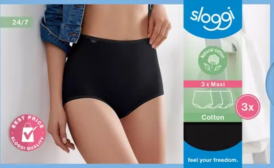 Produktbild von Sloggi Maxi-Slip Baumwolle schwarz 2er Pack Gr. 50