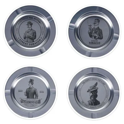 Zdjęcie produktu dla Zestaw 4 popielniczek Excellent Houseware, metal, 14 cm, srebrny
