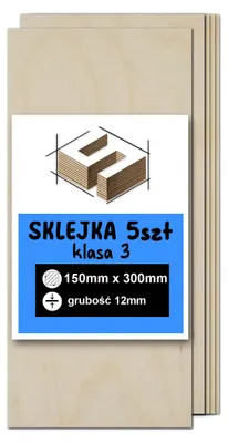 Immagine prodotto di 5x Compensato di betulla 150 × 300 × 12 mm, qualità 3/3 - laser, CNC, incisione, modellismo e fai da te