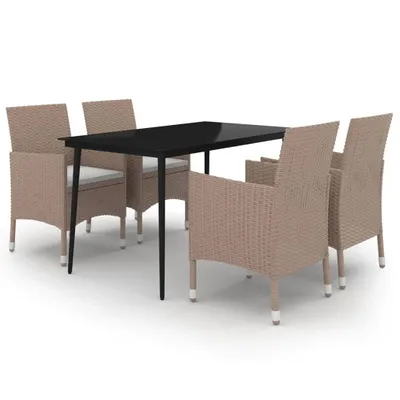 Image de salon de jardin 5 pièces avec coussins Poly rotin et verre