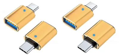 Image de INF Adaptateur OTG Type-C LED 4 pièces USB 3.0 alliage aluminium 5Gbps Or