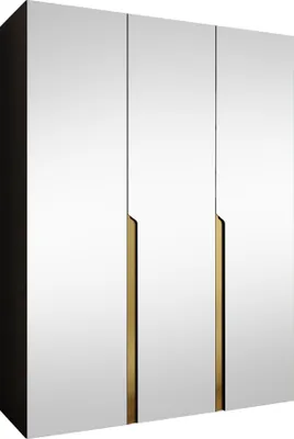 Immagine prodotto di MIRJAN24 Armadio Mila 3 150 con specchio, camera da letto, armadio, con tre ante a battente e due aste appendiabiti, moderno, armadio guardaroba (colore: nero + oro)