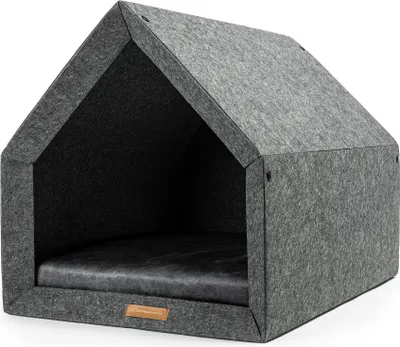 Produktbild von Rexproduct - PetHome Hundehütte mit Liegefläche und Dach Biss- und Kratzfest Gute Schalldämmung Umweltfreundlich & Einfach zu Montieren Größe M (70x52x54 cm) - Dunkelgrau und Graphit