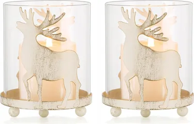 Immagine prodotto di Portacandele REFIFER set di 2, decorazione natalizia rustica bianca