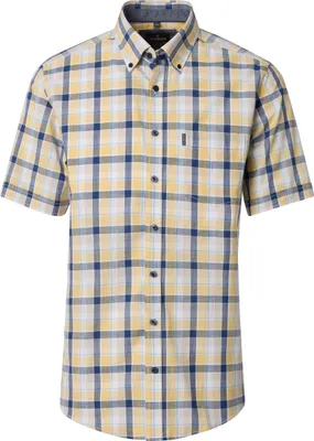 Produktbild von CASAMODA Herren Freizeithemd Kurzarm Button-Down Casual Gelb Karo M