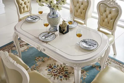 Image de Table de salle à manger groupe salle à manger salon ensemble tables en bois véritable 162x90cm