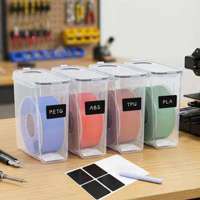 Produktbild von Ikodm 4er-Set 3D Drucker Filament Aufbewahrungsbox 4L, Wasserdichte Trockenbox mit Trockenmittel für 1,75mm Filament