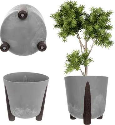 Produktbild von KADAX Blumentopf, Beine + Einsatz, Blumenständer, 18 cm, Grau