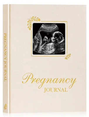 Image de Journal de grossesse, 156 pages, couverture en lin, couleur beige, en anglais, pour les futures mamans