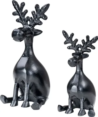 Produktbild von 2er Set Rentiere Metall Schwarz Hirsche Deko Tischdeko Weihnachtsdeko Aufsteller