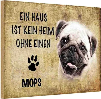 Produktbild von vianmo Holzschild 20x30 cm Mops Hund Tier Haustier
