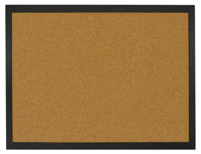 Productafbeelding van Kurkplank van 40 x 30 x 1,4 cm met zwarte houten rand, kurk prikbord, kurk memobord, inclusief bevestigingsmateriaal en punaises