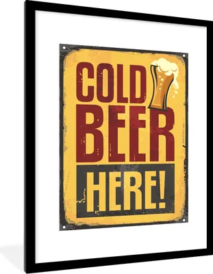 Produktbild von MuchoWow® MuchoWow® Gerahmtes Poster Mannshöhle - Bier - Jahrgang 60x80 cm - Poster mit zchwarzem Bilderrahmen - Wohnzimmer - Dekorationen - Prämie