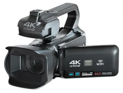 Produktbild von ZELURXX 4K Ultra HD Digitale Videokamera mit 4.0" Touchscreen, WLAN, Nachtsicht, elektronischer Bildstabilisierung, SD-Karten-Slot, CMOS Sensor, Schwarz