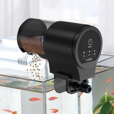Produktbild von Futterautomat für Aquarium Automatische Fischfutterspender: 100ML Großvolumiger Fischfutterspender Fluidbeständige Fischfuttermaschine für Aquarium-Fischtank