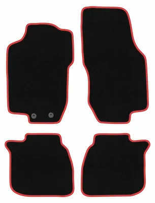 Productafbeelding van Velours automatten voor Lancia Lybra 1999-2005 (sedan/stationwagen) – 4-delig, zwart/rood, op maat – Wielganizator CARLUX