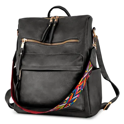 Produktbild von Cityrucksack Retro Rucksack Damen 3 in 1 Handtasche Mädchen Schultasche Wasserdicht für Pendeln Reise Campus Sport Schulranzen Rucksäcke (Dunkelgrau)