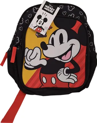 Produktbild von Disney Mickey Mouse Kinder Rucksack 28x21x15 cm – Kindergartenrucksack Jungen Mädchen – Schulrucksack 9L - mit 2 Fächern und Seitenfächern – Polyester