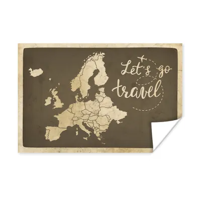 Produktbild von MuchoWow® Poster Karte Europa - Zitat - Vintage 90x60 cm - Schlafzimmer