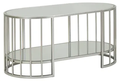 Produktbild von Smirne Couchtisch – Modernes Design aus silberfarbenem Metall mit Marmoroptik – Zeitgenössische Eleganz – 1428880000