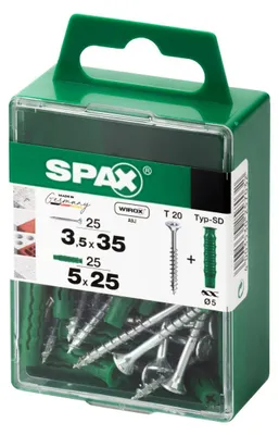 Produktbild von Spax Universalschrauben + Dübel 3.5 x 35 mm TX 20 - 25er Set