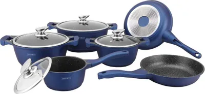 Produktbild von Bratpfannen- und Kochtopfset, 6 Kochgeschirr - Blau