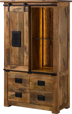 Image de MASSIVMOEBEL24 | Meuble de Rangement en bois de Manguier / Bois de récupération 90x45x150 naturel laqué RAILWAY LUX #115