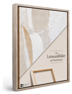 Produktbild von Monframe Schattenfugenrahmen für Leinwandbilder & Canvas 100x150 cm - Wildeiche Hell - für Keilrahmen bis 22 mm Stärke - in zerlegter Form - ohne Glas und Rückwand
