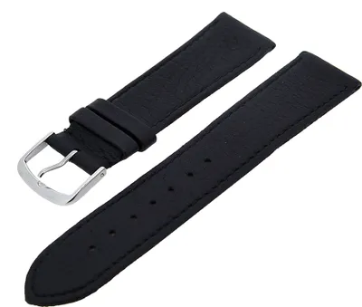 Produktbild von Uhrenarmband superweiches Hirschleder flach Schwarz 20mm Dornschließe