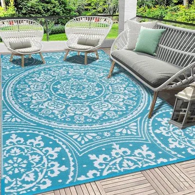 Produktbild von Famanu Outdoor Teppich Wasserfest 180 x 270 cm - Leichtes, umkehrbares Campingteppich für Garten und Terrasse