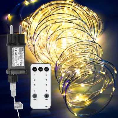Zdjęcie produktu dla Wróżki LED Fiqops z pilotem zdalnego sterowania wróżki zewnętrzne / wewnętrzne wróżki ślubne-ciepła biel-20m
