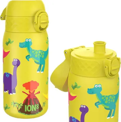 Produktbild von ION8 | Trinkflasche Dino - 320 ml - Gelb - Edelstahl - Doppelwandig - Leicht und Sicher