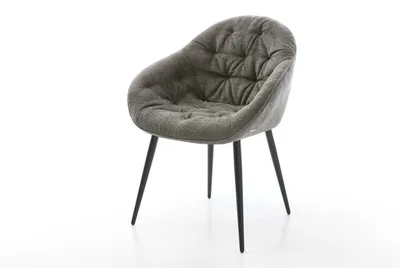 Produktbild von DELIFE Esszimmerstuhl Gaio-Flex Bouclé Soft Schlamm 4-Fuß konisch Schwarz