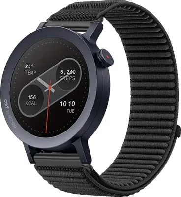 Produktbild von Woven Nylon Armband für CMF Watch 3 Pro mit Hook Loop Verschluss Design Schwarz