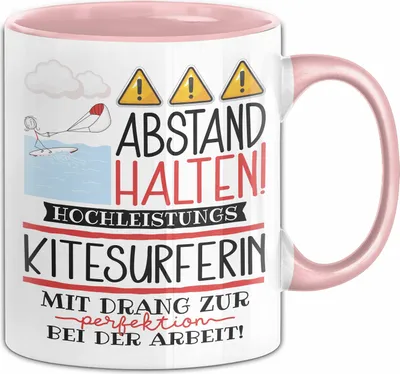 Produktbild von Kitesurferin Tasse Geschenk Lustig Abstand Halten Hochleistungs-Kitesurferin Mit Drang Zur Perfektion Bei Der Arbeit (Rosa)
