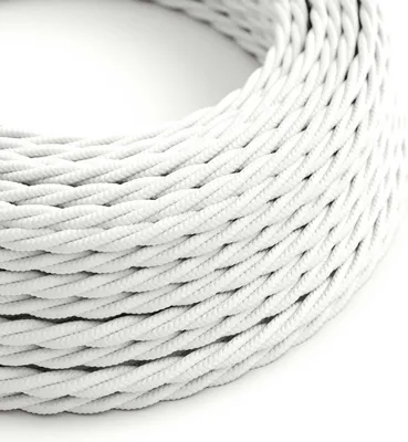 Immagine prodotto di Creative-Cables Cavo elettrico in tessuto, Sezione 3x0,75 mm², 50 m, Bianco Ottico TM01, Trecciato effetto seta